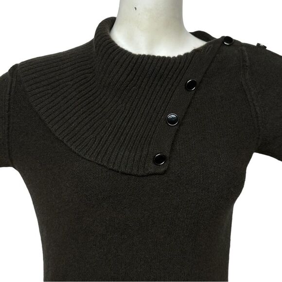 MAGASCHONI 100% Cashmere Tunic Length Sweater Button Up Turtleneck Cowl S M - Picture 4 of 16
